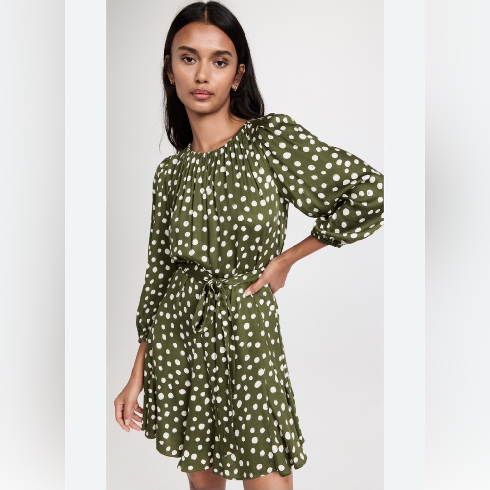 Velvet by Graham & Spencer Kenia Olive Polka Dot Dress